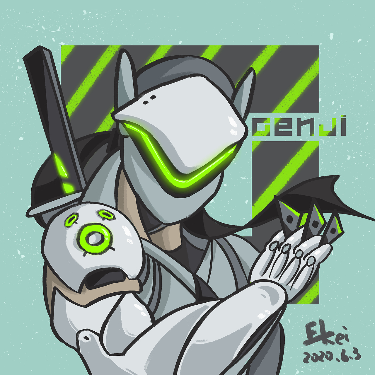 守望先锋-源氏同人Q版头像（图ZMjEwMjk4NzA0） - 艺术插画 - 站酷设计师ARTBOOMEKEI原创素材 - 站酷ZCOOL