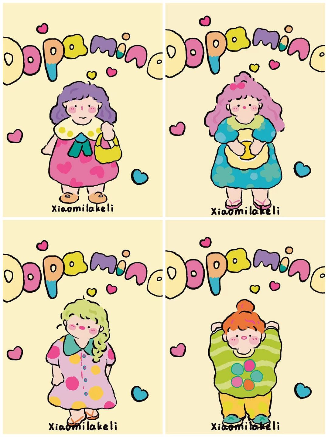 最近画的一些小可爱(卡通图案,动物人物,四方连续)