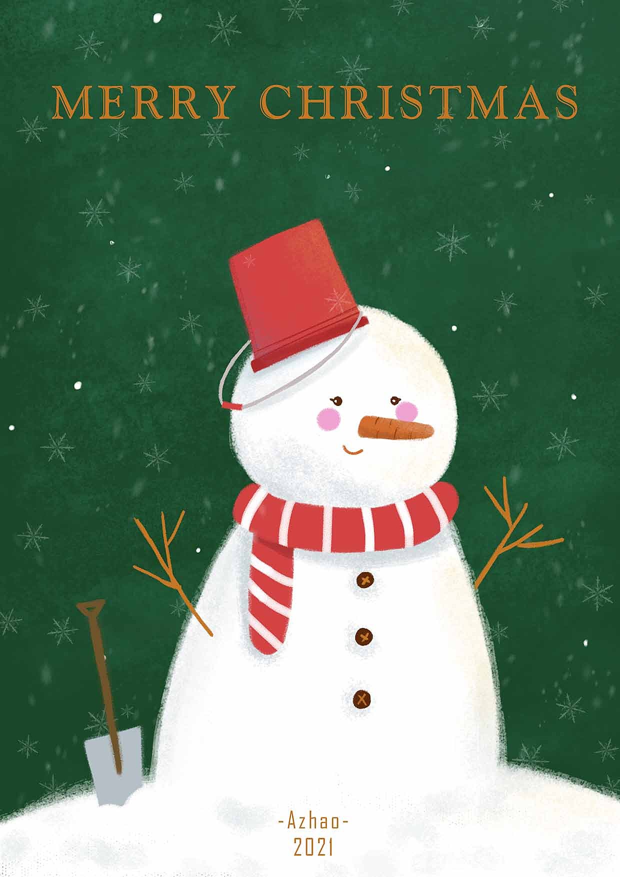 圣诞雪人|插画|儿童插画|azhao哈 - 原创作品 - 站酷 (zcool)