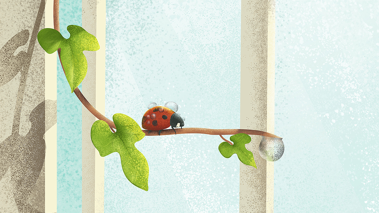 早晨的窗台壁纸插画