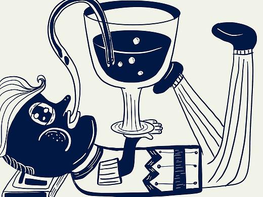 可可爱爱奇奇怪怪插画设计：酒与面汤