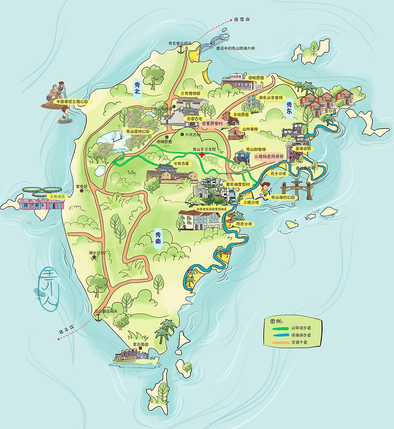 海岛手绘地图 旅游导览地图|插画|商业插画|ZZDXTT - 原创作品 - 站酷 (ZCOOL)