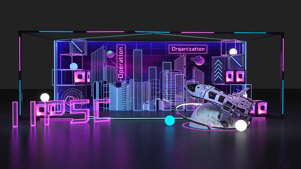 赛博朋克拍照打卡点|三维|场景|pronoun - 原创作品 - 站酷 (zcool)