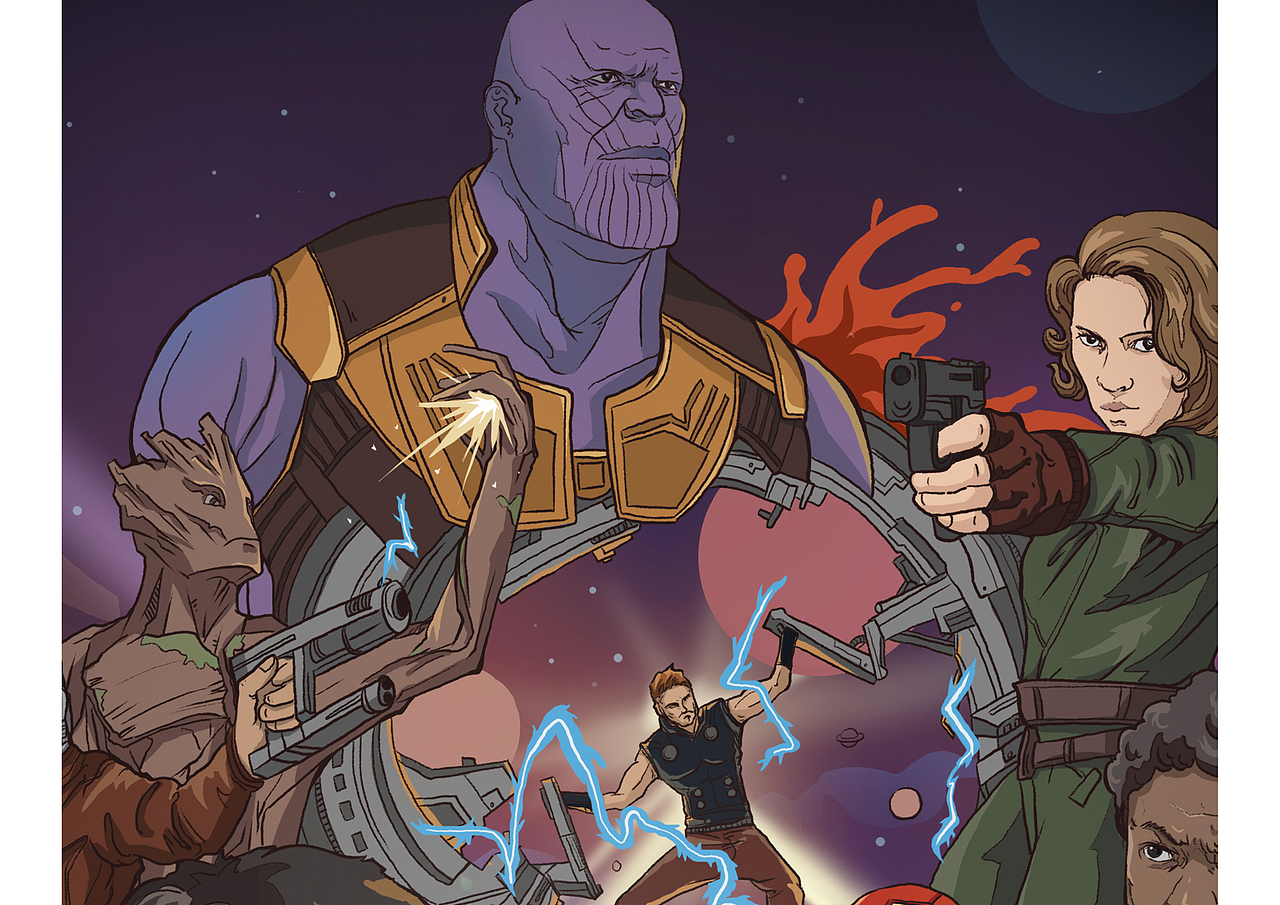 《复仇者联盟3》手绘电影海报