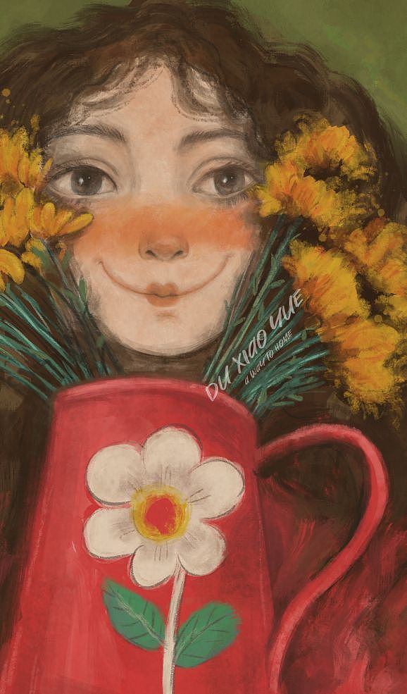 女孩花 杜小越原创插画