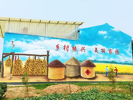 乡村振兴生活富裕油画田野五谷丰收美丽乡村