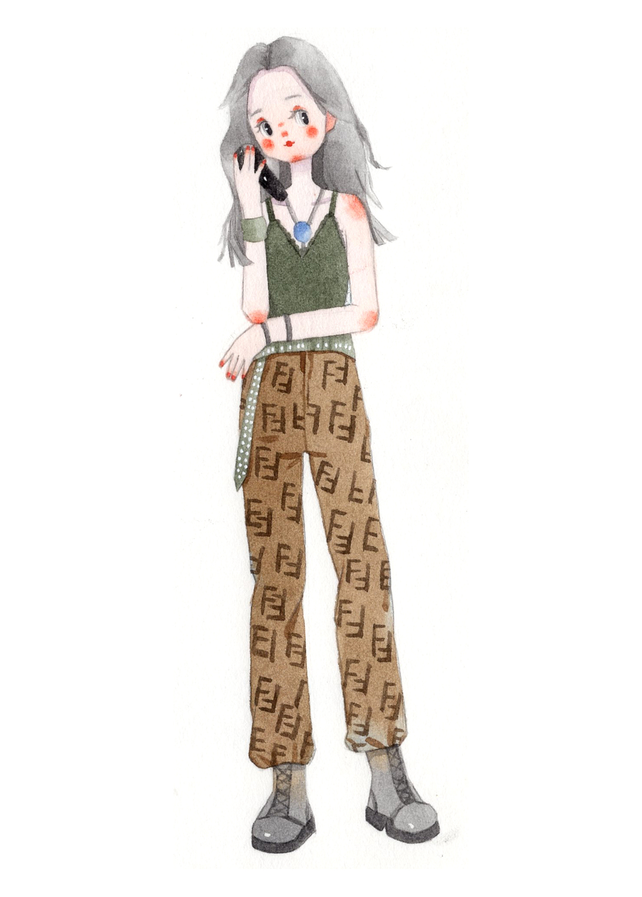 水彩人物穿搭临摹