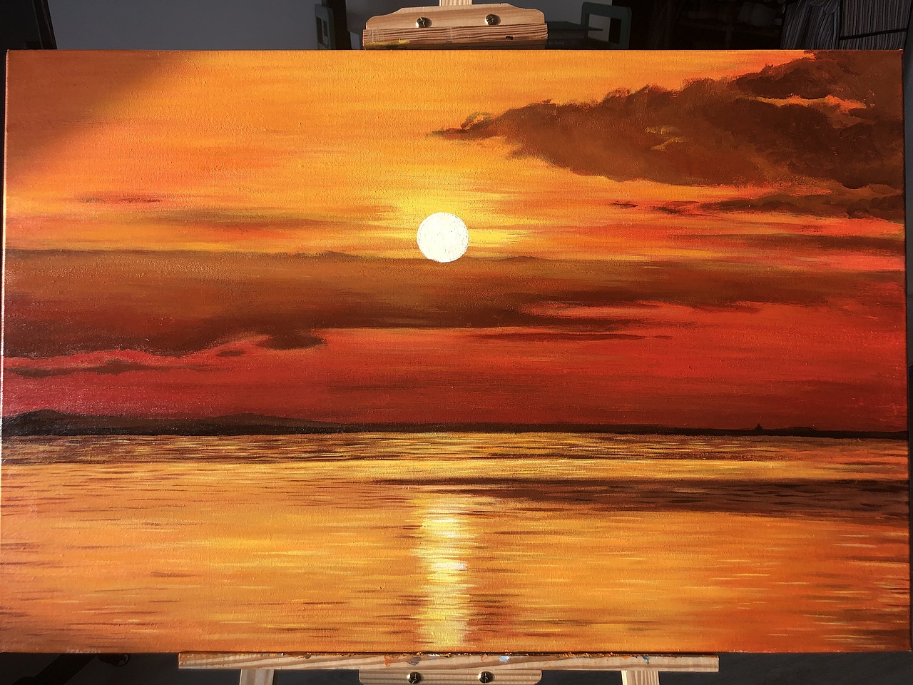 布面油画日落