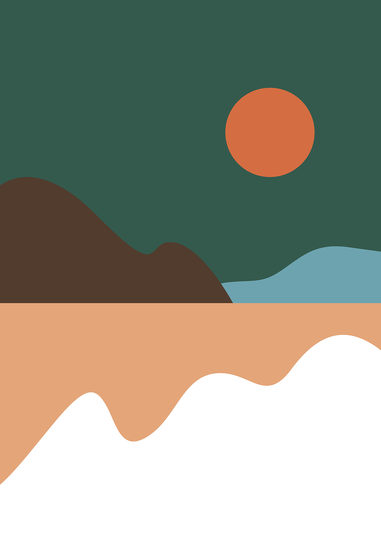 简约色块植物花卉手绘插画系列北欧风格小清新系列标签风景手绘作品信