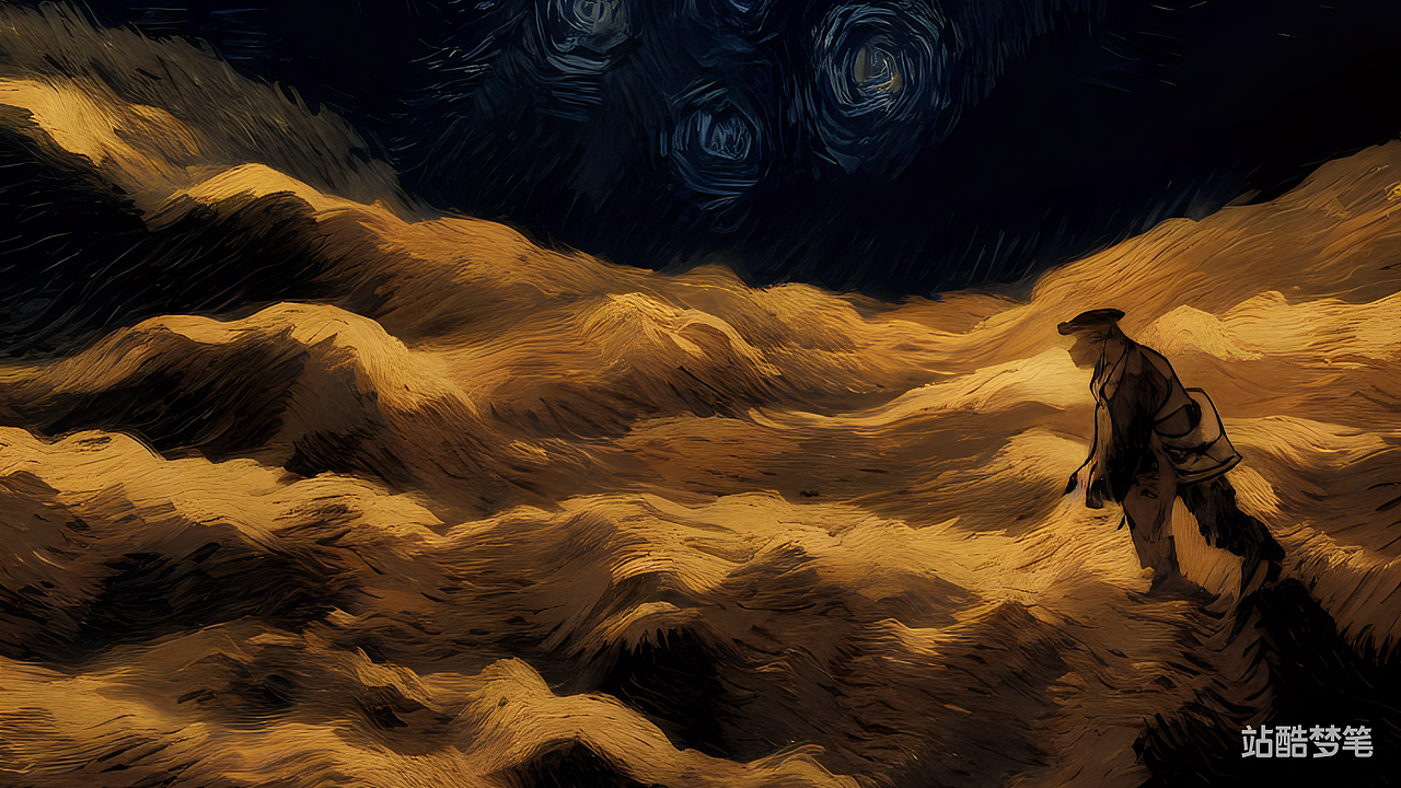 #站酷梦笔#光影 飞速,插画,梵高