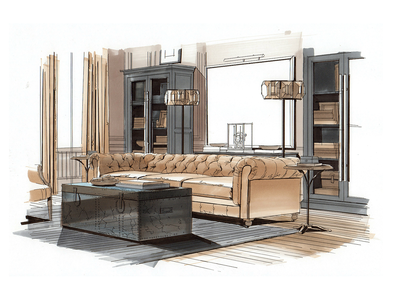 室内手绘空间步骤图上色欣赏（五）