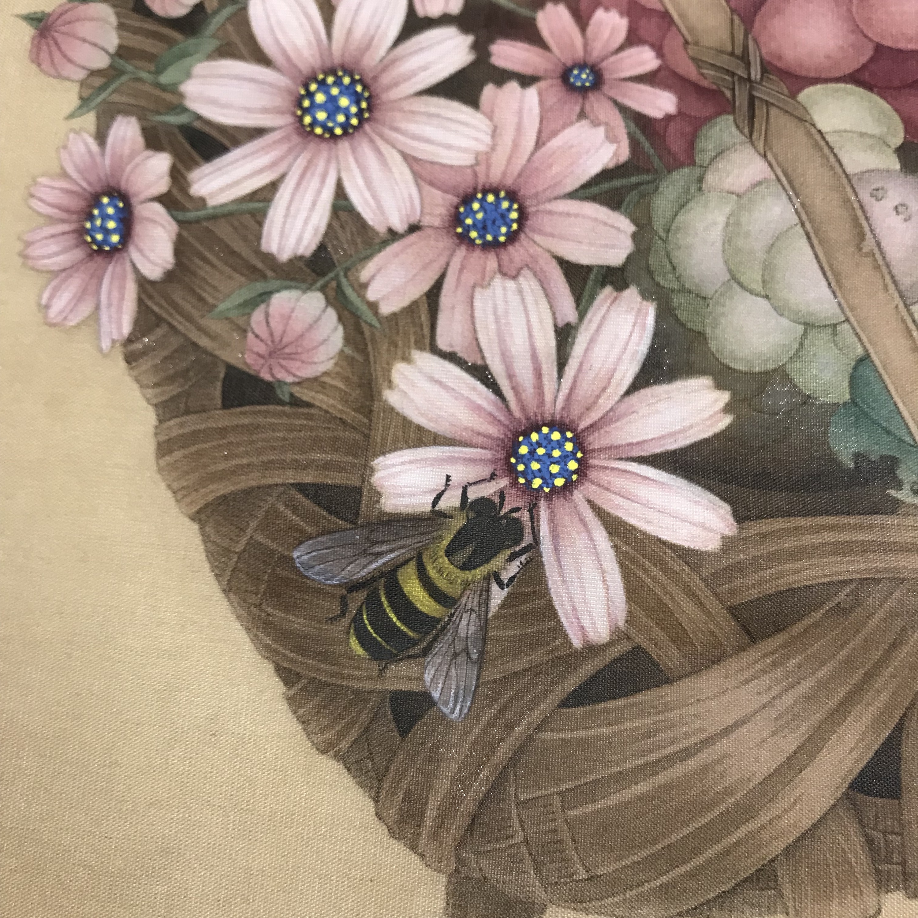 绢本工笔手绘-花篮