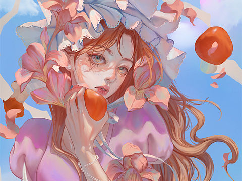 鸢尾少女插画