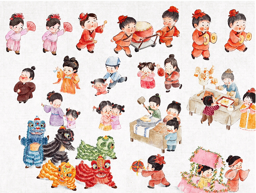 中国年味儿（图ZMzYxODQ4ODg4） - 儿童插画 - 站酷设计师acuo阿措措原创素材 - 站酷ZCOOL