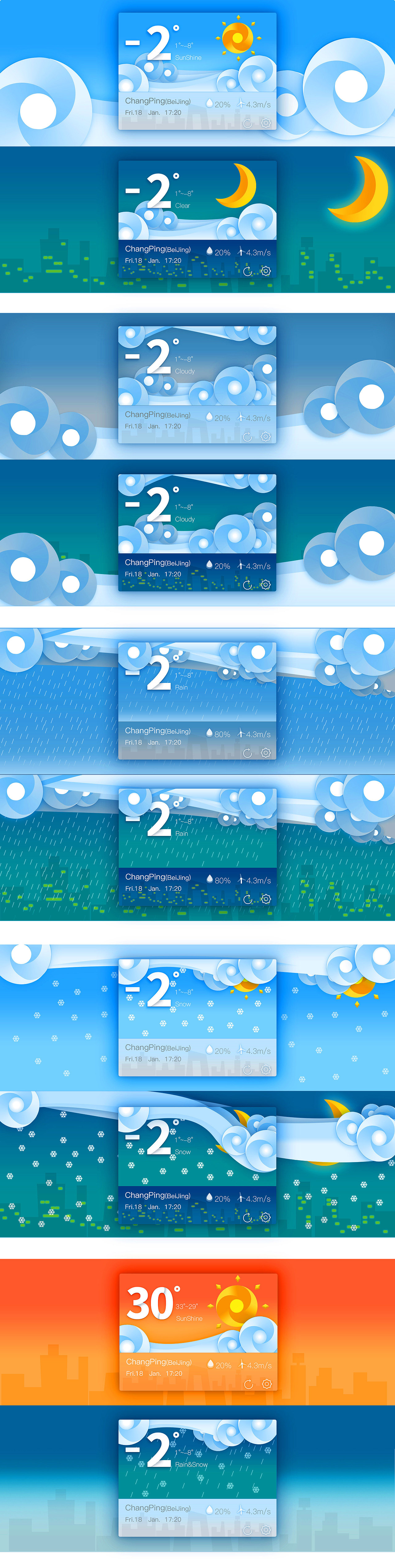 天气控件设计（图ZNTI5NzM1ODg=） - APP界面 - 站酷设计师九月驹原创素材 - 站酷ZCOOL