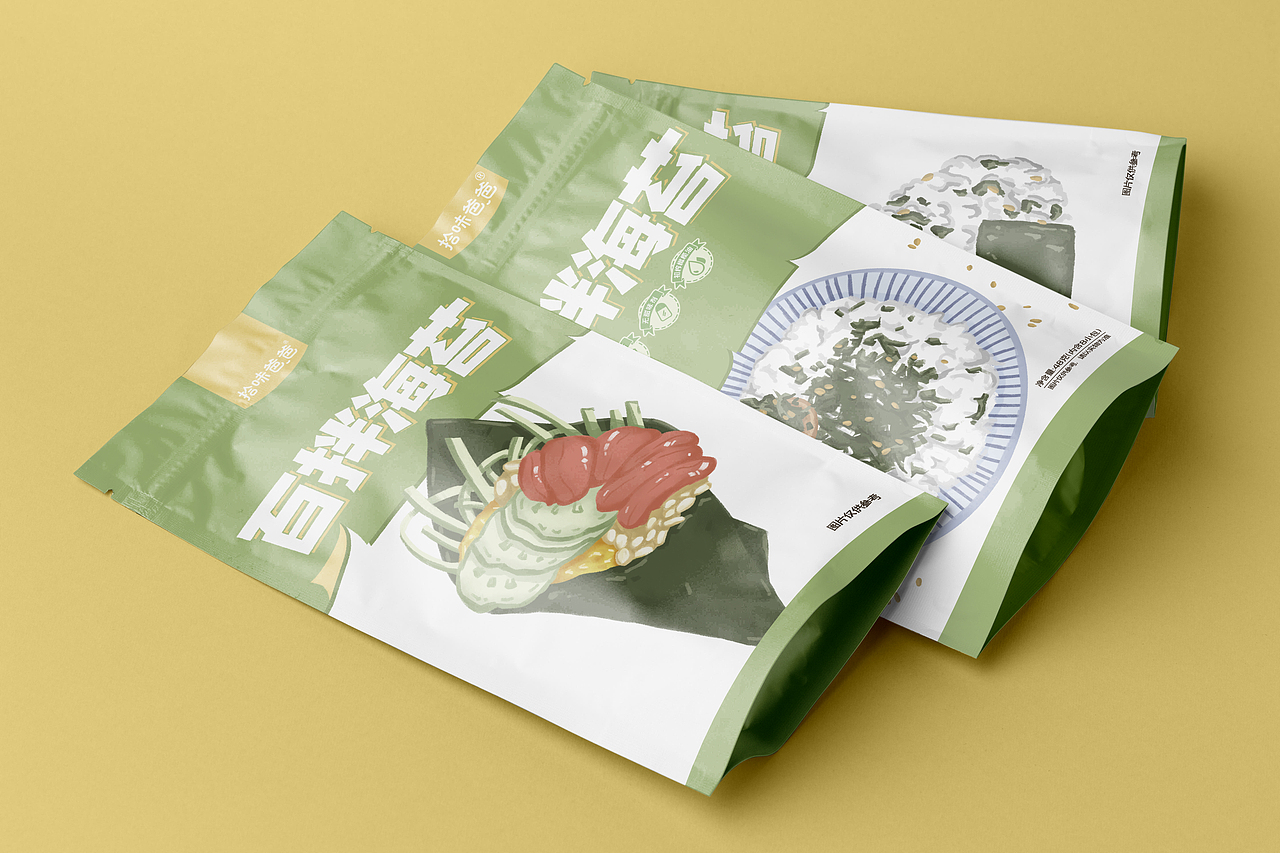 百拌海苔 | 插畫包裝設(shè)計(jì)（圖ZMjgyMDQ4OTg4） - 包裝 - 站酷設(shè)計(jì)師梁黃原創(chuàng)素材 - 站酷ZCOOL