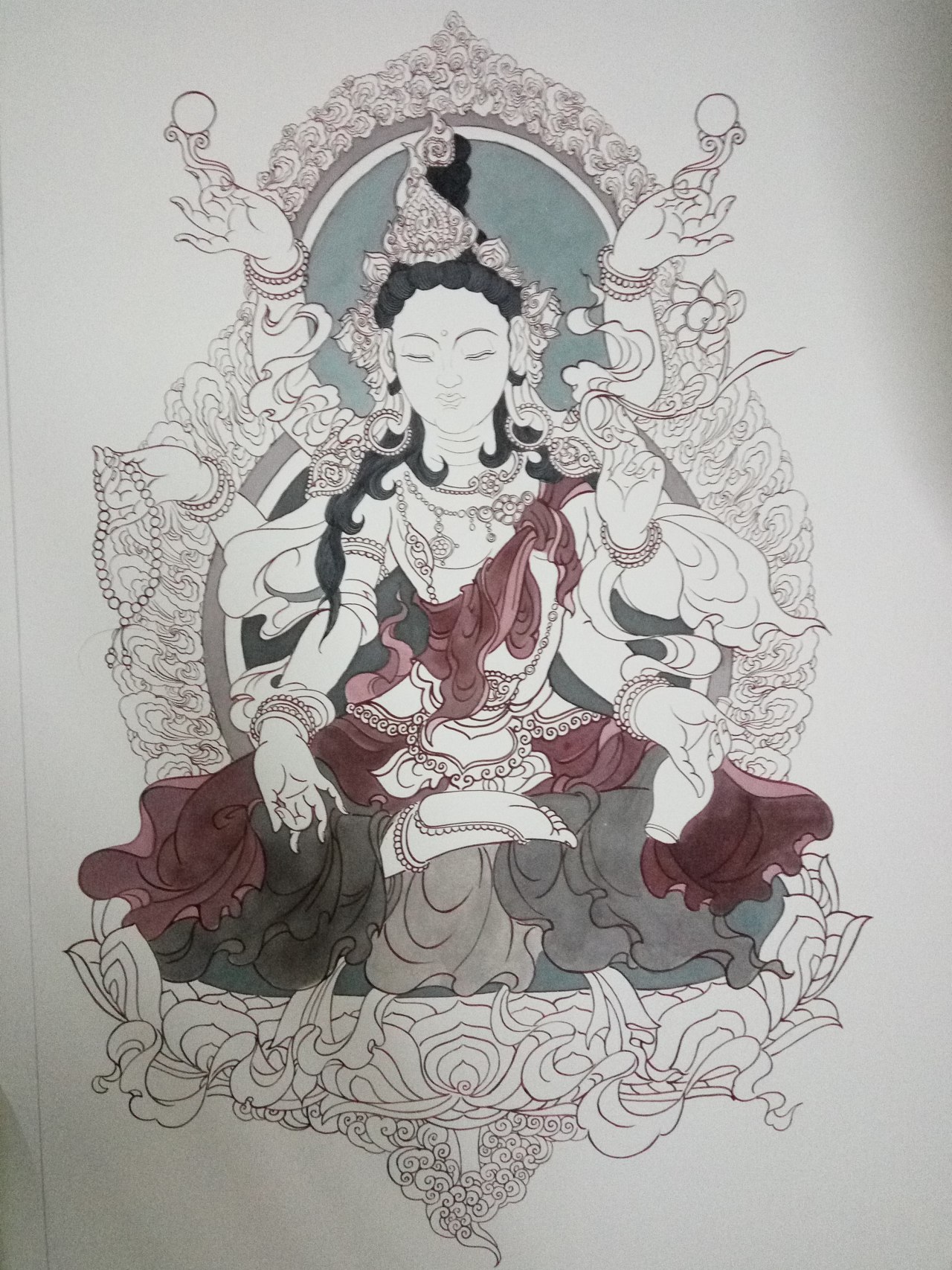 前年画的六臂观音