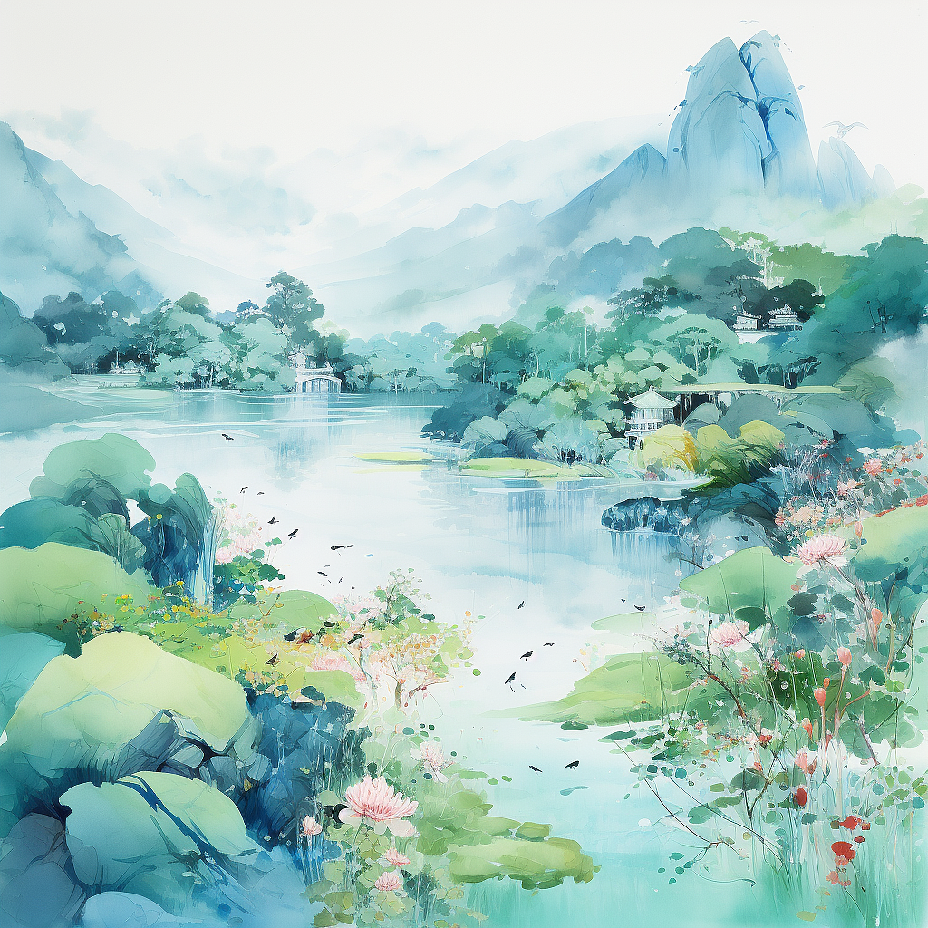 中国山水（图ZMzY0NTEyNzY4） - AI作品 - 站酷设计师半格留白原创素材 - 站酷ZCOOL