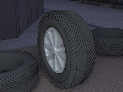 C4D 轮胎胎纹布线卡线训练，轮毂丁字形布线卡线