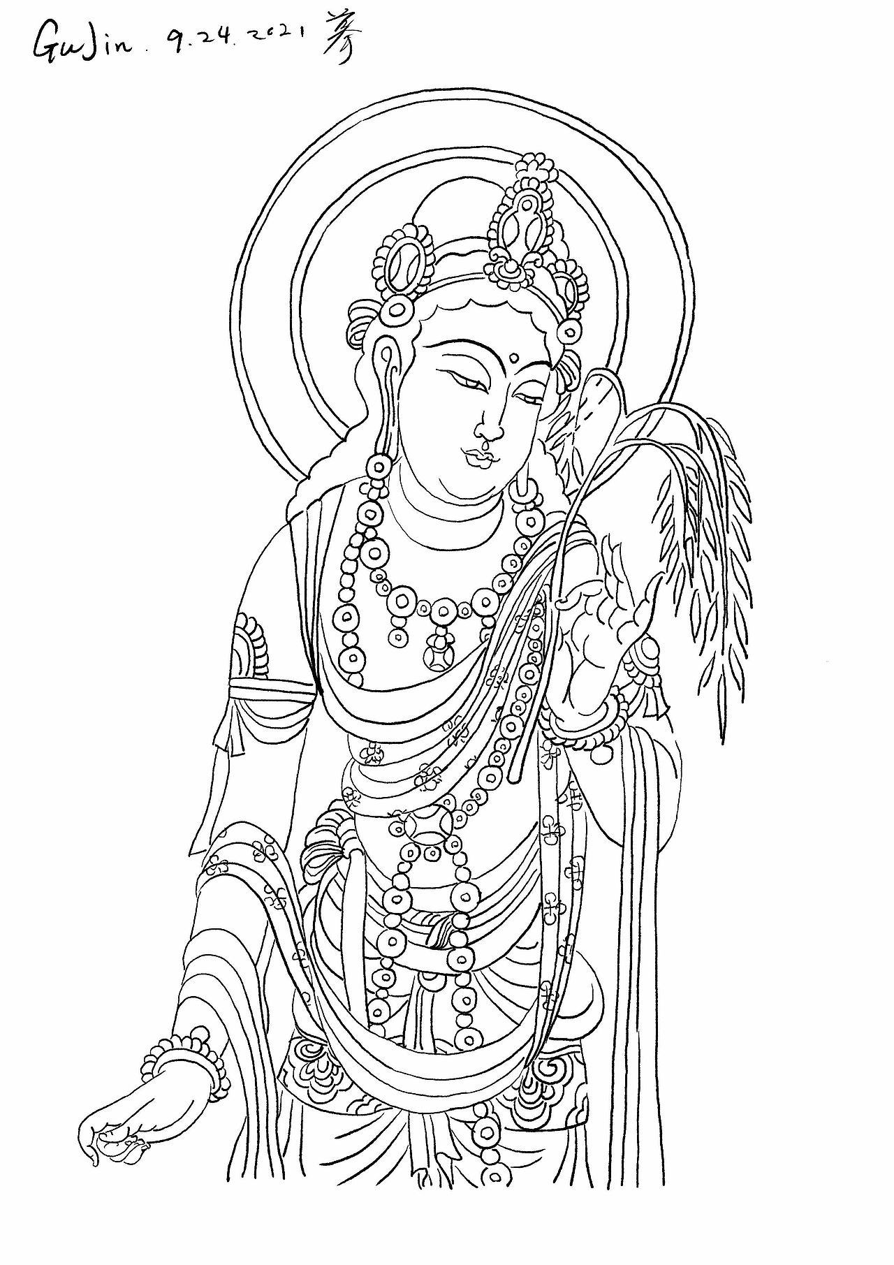 国潮 数字白描敦煌系列二（图ZMjcyNjk0NjEy） - 艺术插画 - 站酷设计师瑾玉皓霜原创素材 - 站酷ZCOOL