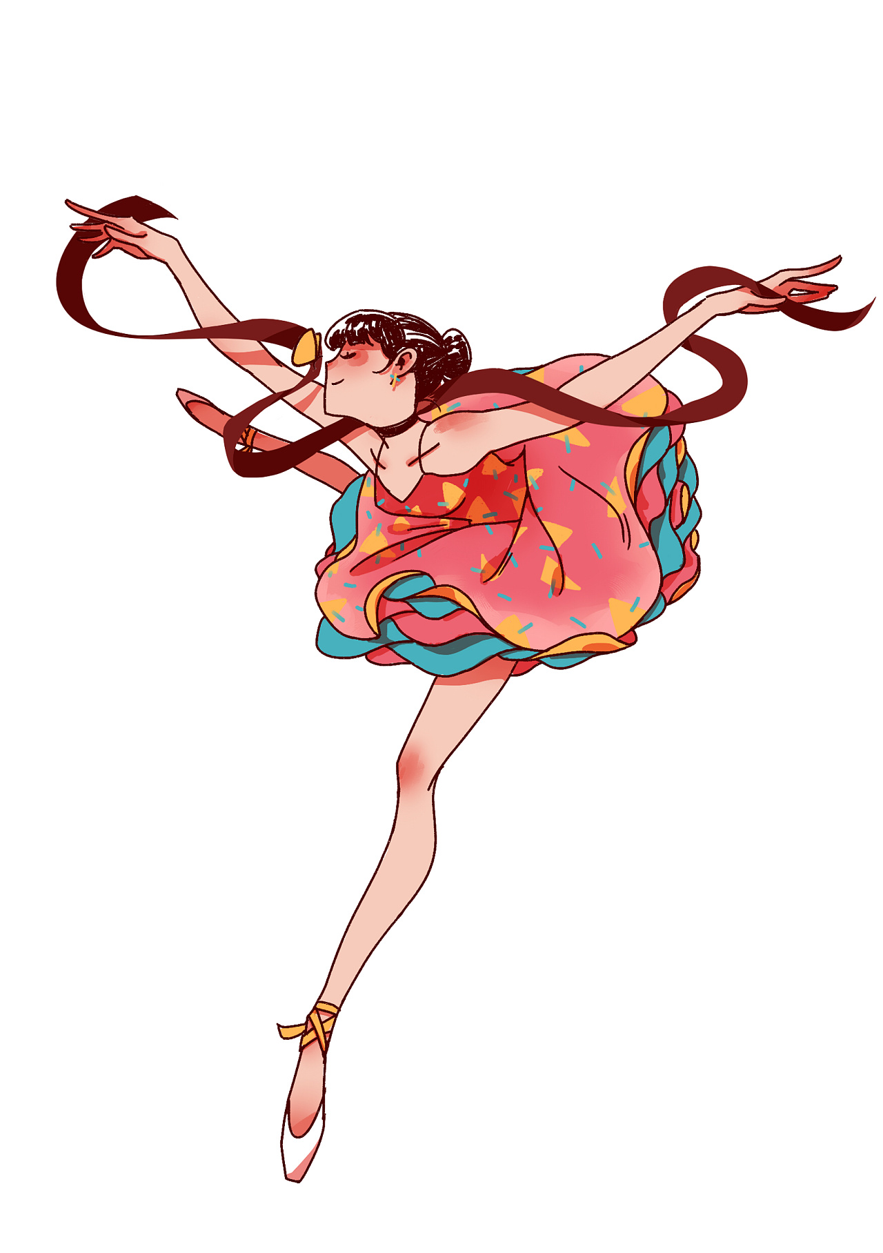 跳芭蕾舞的女孩PNG圖案素材免費下載，可愛卡通圖片，尺寸2000 × 2000px - Lovepik