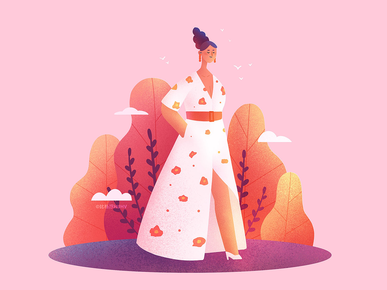 2020创意插画 | 美少女环游记（图ZMjM0MzYzNDg0） - 商业插画 - 站酷设计师比格招HUHV原创素材 - 站酷ZCOOL