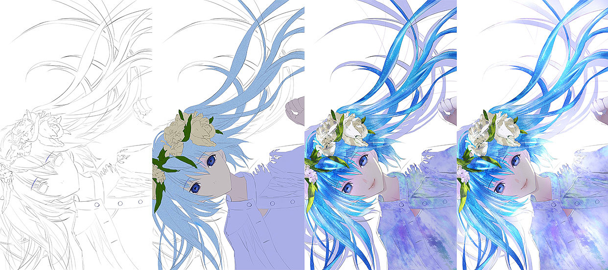 手绘练习-初音（图ZODE1NjkxNDQ=） - 创作习作 - 站酷设计师sai2x2原创素材 - 站酷ZCOOL