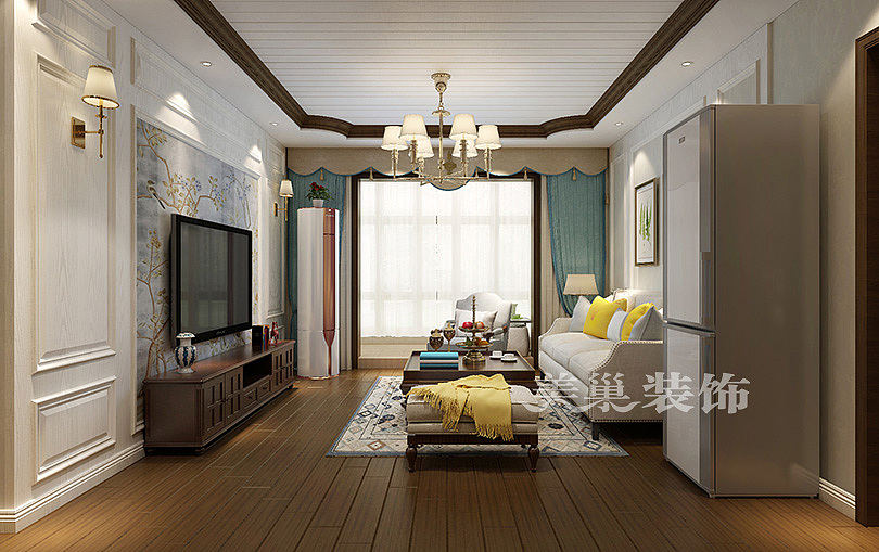 郑州美巢宏光协和城邦124平三室两厅装修美式风样板间（图ZMTI3ODM0NDI4） - 家装设计 - 站酷设计师郑州美巢装饰原创素材 - 站酷ZCOOL
