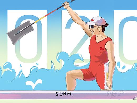 奥运皮划艇插画