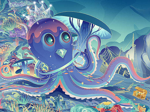 undersea|海底世界长图插画