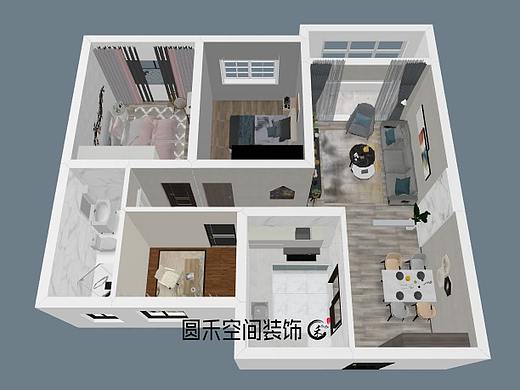 石家庄融创中心107㎡小三室轻奢风,打造一个有气质家