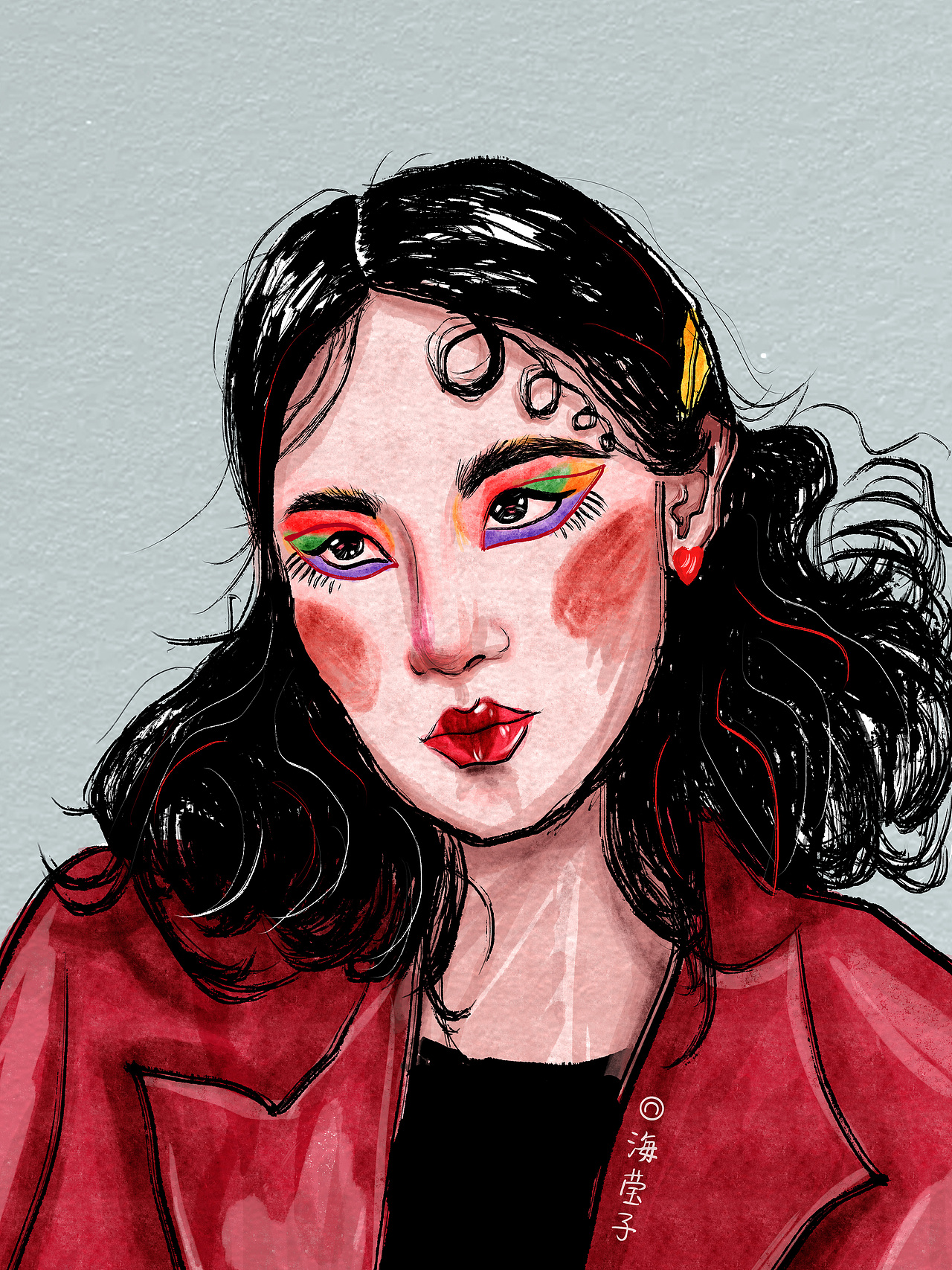 人物插画｜日常头像练习，慢慢积累（图ZMjQ2NDY0MzQ0） - 创作习作 - 站酷设计师海莹子原创素材 - 站酷ZCOOL