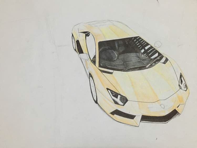 汽車(chē)手繪（蘭博基尼）（圖ZMTI4NjE2MjY0） - 繪畫(huà) - 站酷設(shè)計(jì)師By背影原創(chuàng)素材 - 站酷ZCOOL