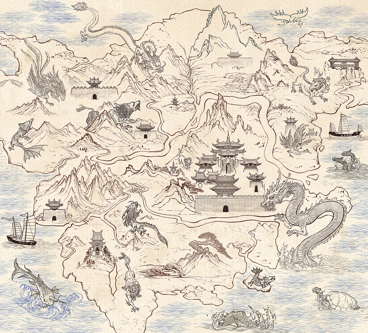 山海经地图（图ZMjg5MjUyNzY4） - 创作习作 - 站酷设计师wincan原创素材 - 站酷ZCOOL
