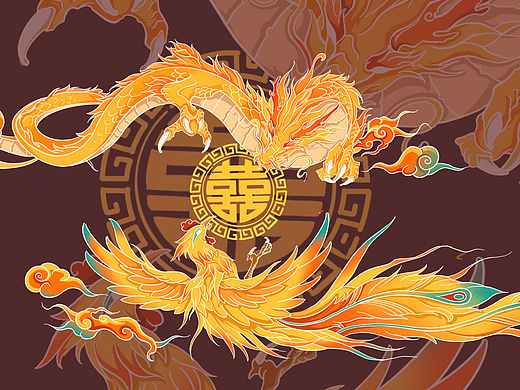 國潮龍鳳呈祥（個人主頁-ZNjQ0MjkwMTI=） - 商業(yè)插畫 - 站酷設(shè)計師畫師Zenithx原創(chuàng)素材 - 站酷ZCOOL