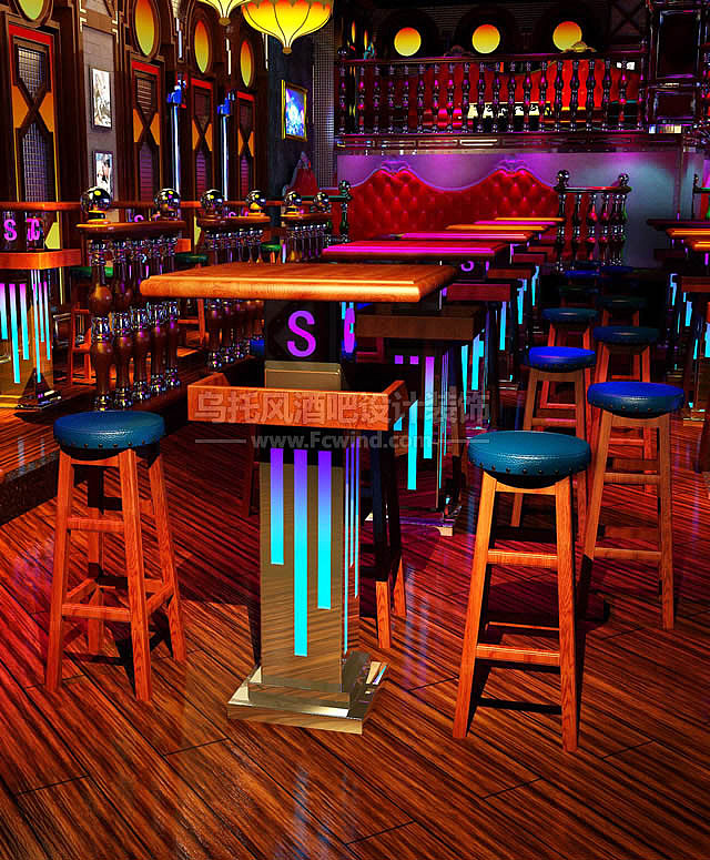 实木发光酒吧散台