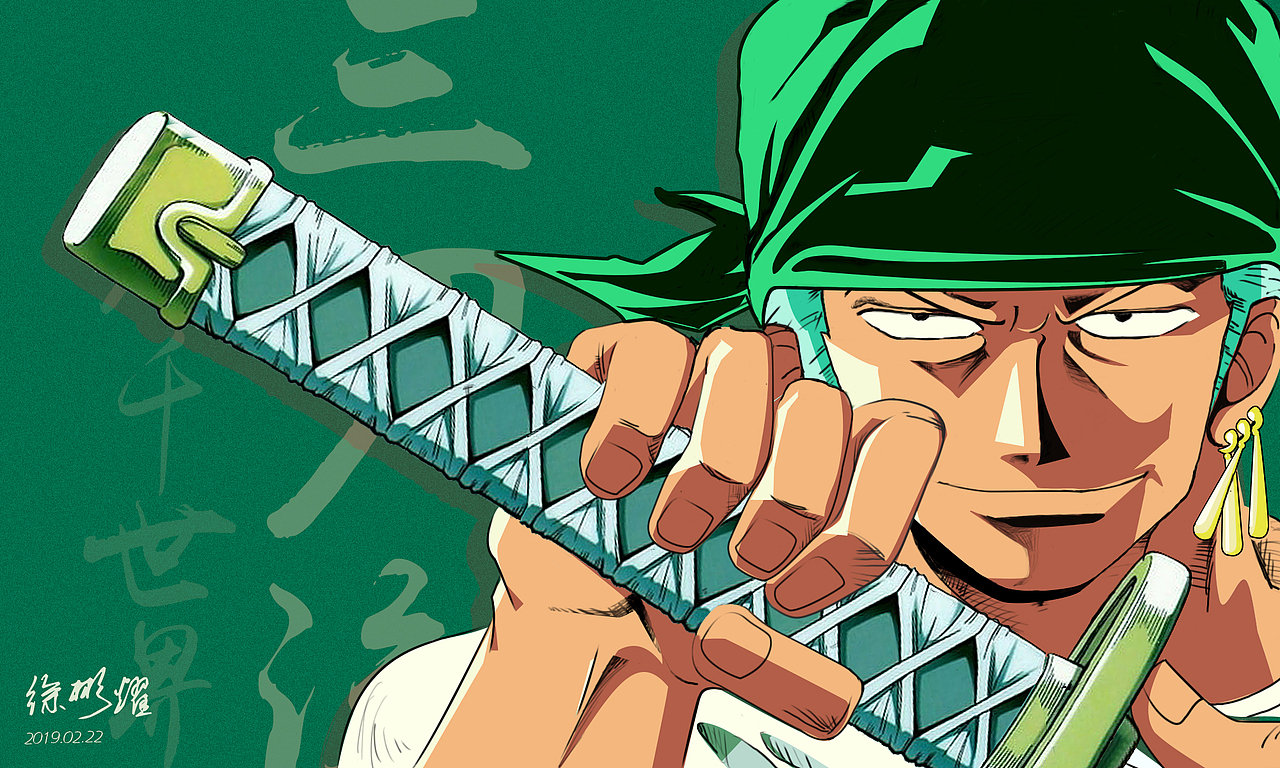 海贼王卓洛/索隆桌面手绘|动漫|动画片|火星猫创意设计 - 临摹作品