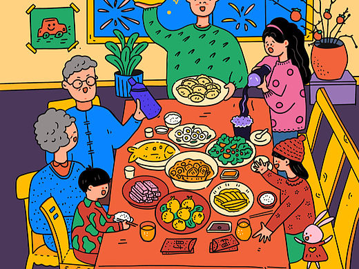 年夜饭（个人主页-ZNTY3MTUyOTY=） - 商业插画 - 站酷设计师小也still原创素材 - 站酷ZCOOL