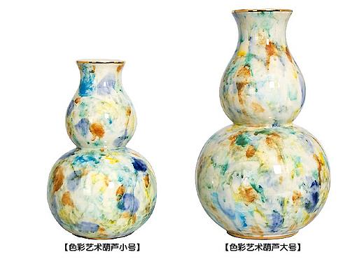 欧美式新中式艺术陶瓷花瓶葫芦样板间客厅装饰品摆件