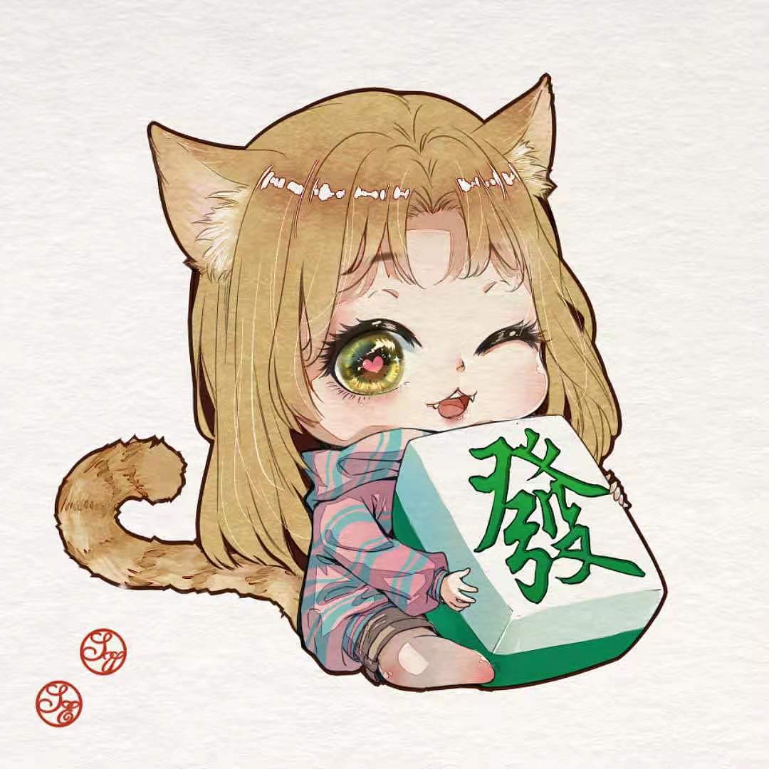 怀中抱着麻将牌發,寓意这发财,发大财.