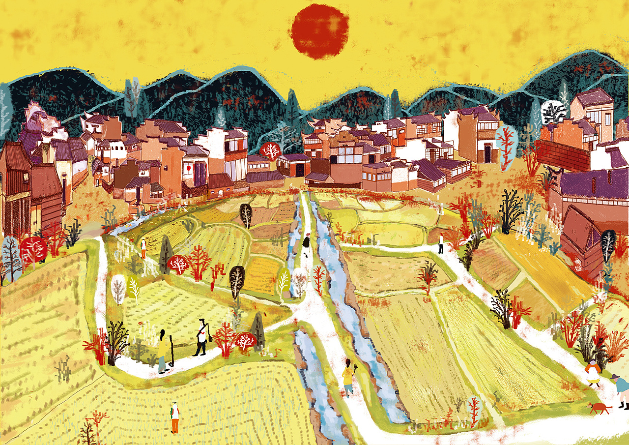 毕业设计乡村四季插画