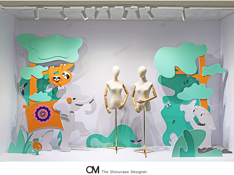 夏季树懒大象橱窗（图ZMTY0NTU2MjQw） - 展陈设计 - 站酷设计师OM橱窗设计原创素材 - 站酷ZCOOL