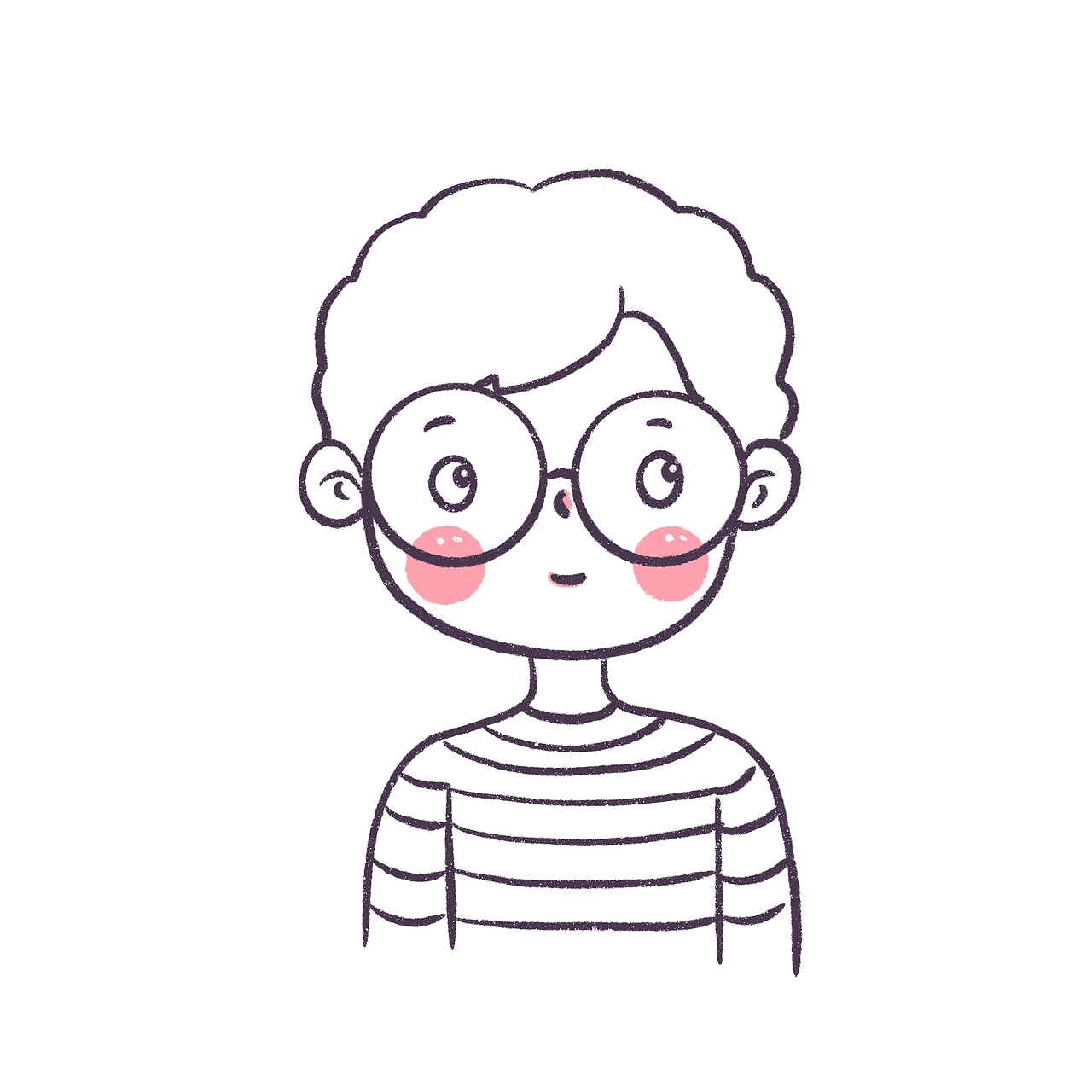 花栀子插画男生简笔画头像黑白头像