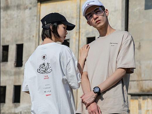 RELNLE X男式短袖圆领宽松街头嘻哈街舞tee学生潮流