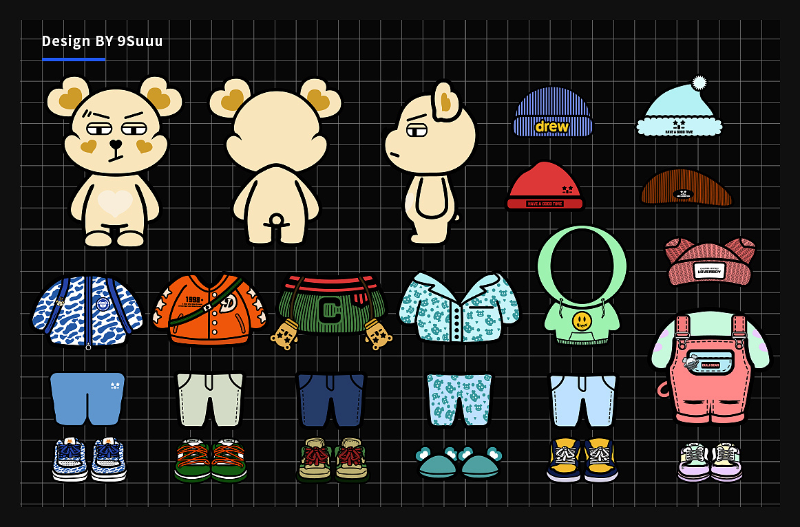 “DULL BEAR“穿搭小呆熊IP形象。