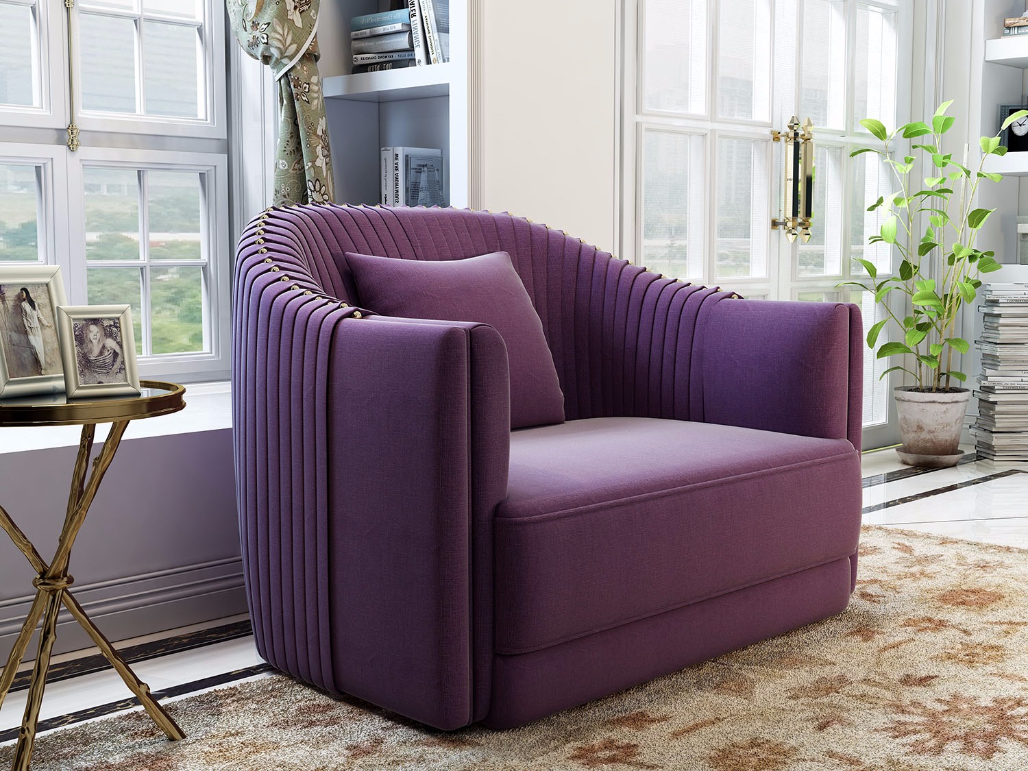 紫色沙发客厅效果图图片素材-编号26827780-图行天下