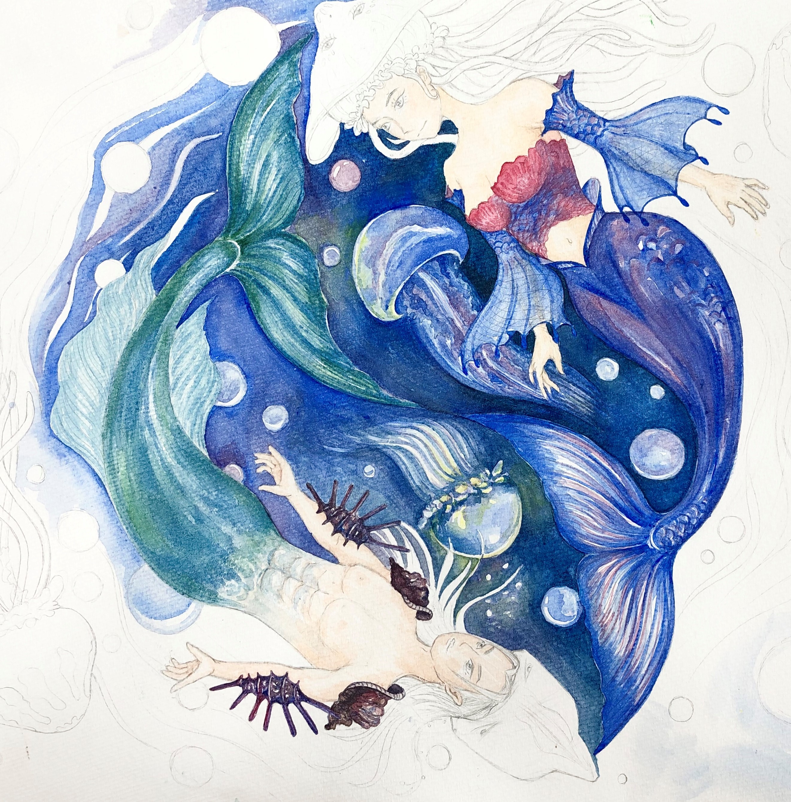 双鱼系美人鱼图