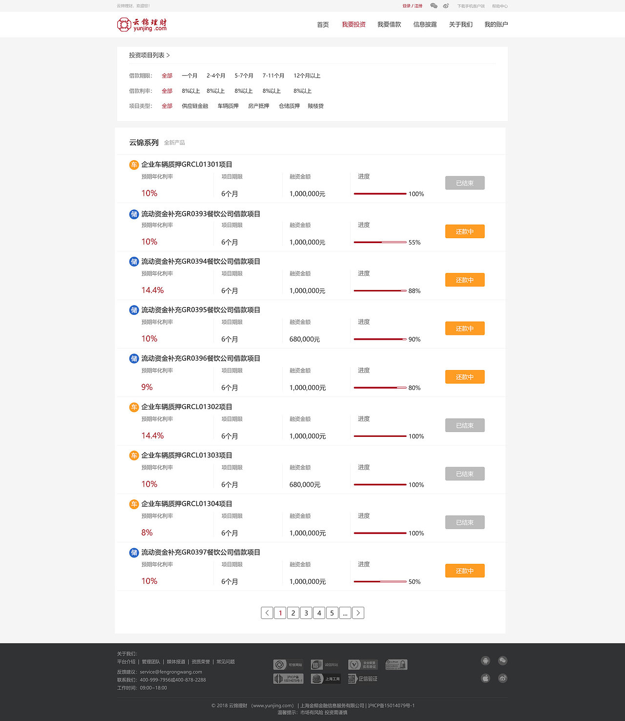 金融理财类网站设计