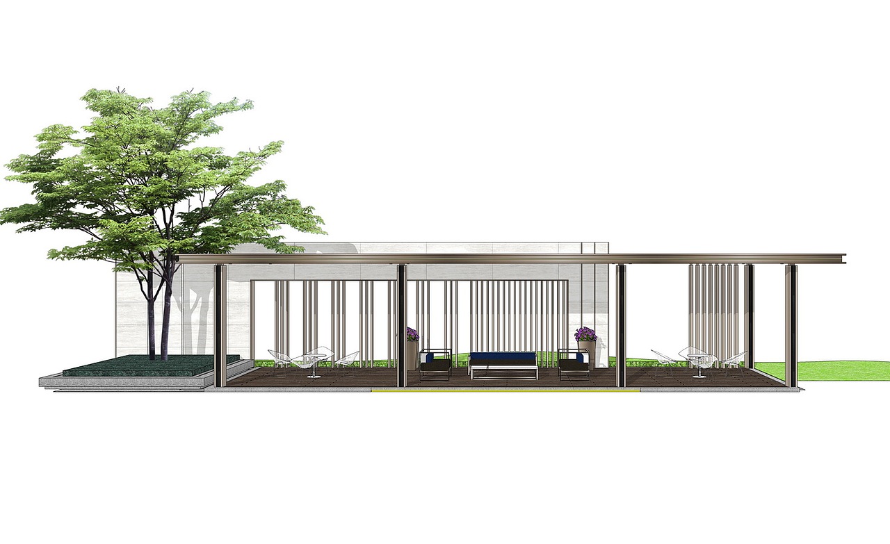 现代廊架SU模型下载