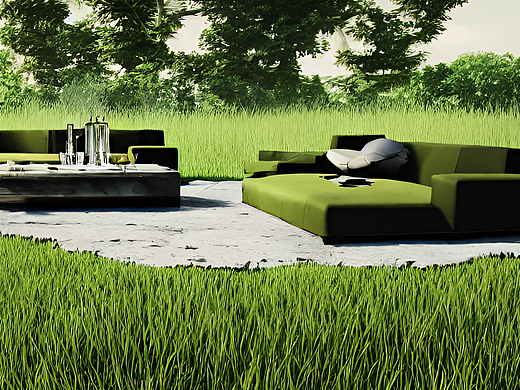 站酷梦笔#绿草,未来客厅,沙发,创意,artstation趋